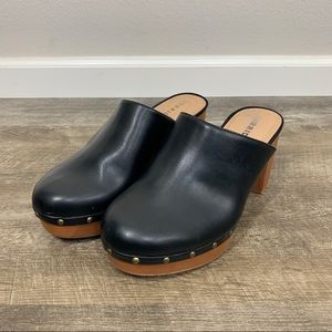 TORRID Faux Leather Wooden Platform Mules